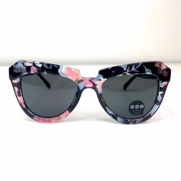 New KOMONO sunglasses The Stella Cateye Floral Black and Pink - Picture 4 of 7